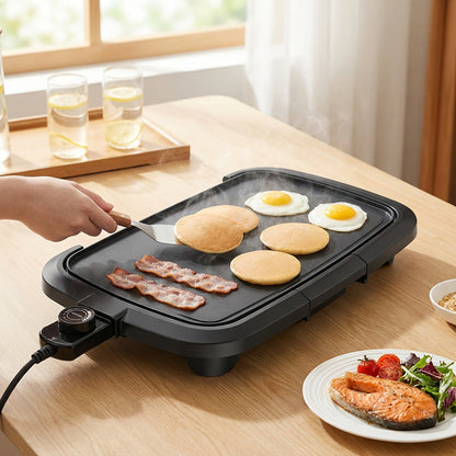 Electric Griddle Non-Stick Teppanyaki Grill Pan, Frying & Grilling All-in-One for Eggs, Steaks, Bacon
