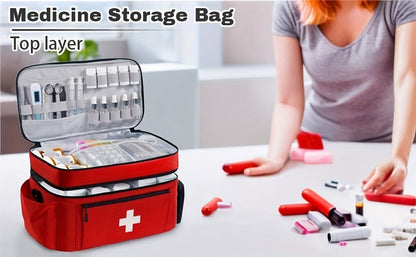 Medicine Storage Bag Organizer – Household First Aid Kit Bag, Portable Medicine Cabinet Basket with Compartments for Home