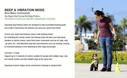 Dog E-Collar with Remote IP68 Waterproof – Rechargeable Dog Training Shock Collar for Small Medium Large Dogs, 3 Safe Training Modes