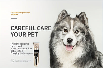 Pet Hair Trimmer Kit 2-in-1 with LED Nail Clipper – 12-in-1 Cordless Quiet Electric Clippers for Dogs & Cats, USB Rechargeable