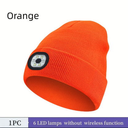 LED Knit Beanie with USB Rechargeable Lights – Light-Up Acrylic Knit Hat for Running, Hiking & Outdoor Activities