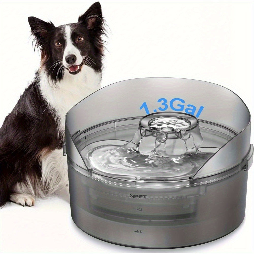 Dog Water Fountain 2 Gallon NPET DF30 – Automatic Pet Water Dispenser Triple Filtration with Splatter Guard & Cleaning Kit for Large Dogs