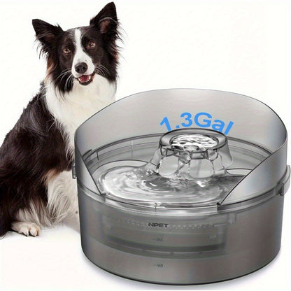 Dog Water Fountain 2 Gallon NPET DF30 – Automatic Pet Water Dispenser Triple Filtration with Splatter Guard & Cleaning Kit for Large Dogs
