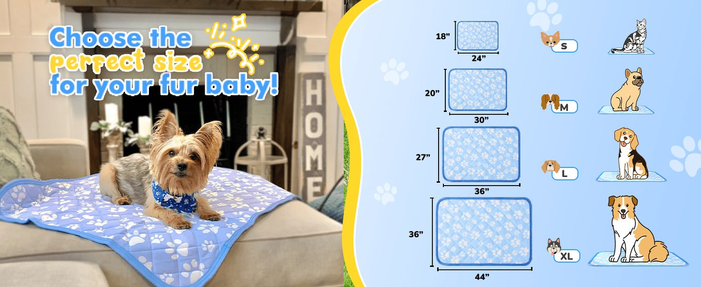 Dog Cooling Mat Self-Cooling Pad for Dogs & Cats – Pressure Activated Arc-Chill Fiber, Non-Toxic Washable Foldable Pet Cool Mat for Summer