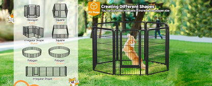 Dog Playpen Heavy Duty Foldable – 8 & 16 Panel Pet Exercise Pen for Large Medium Small Dogs, Portable Indoor Outdoor Puppy Pen for Yard