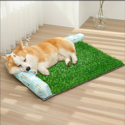 Dog Potty Training Grass Mat – 2 Pack Washable Artificial Turf Pad with Odor Control & Drainage, Reusable Indoor Outdoor Pet Pee Mat