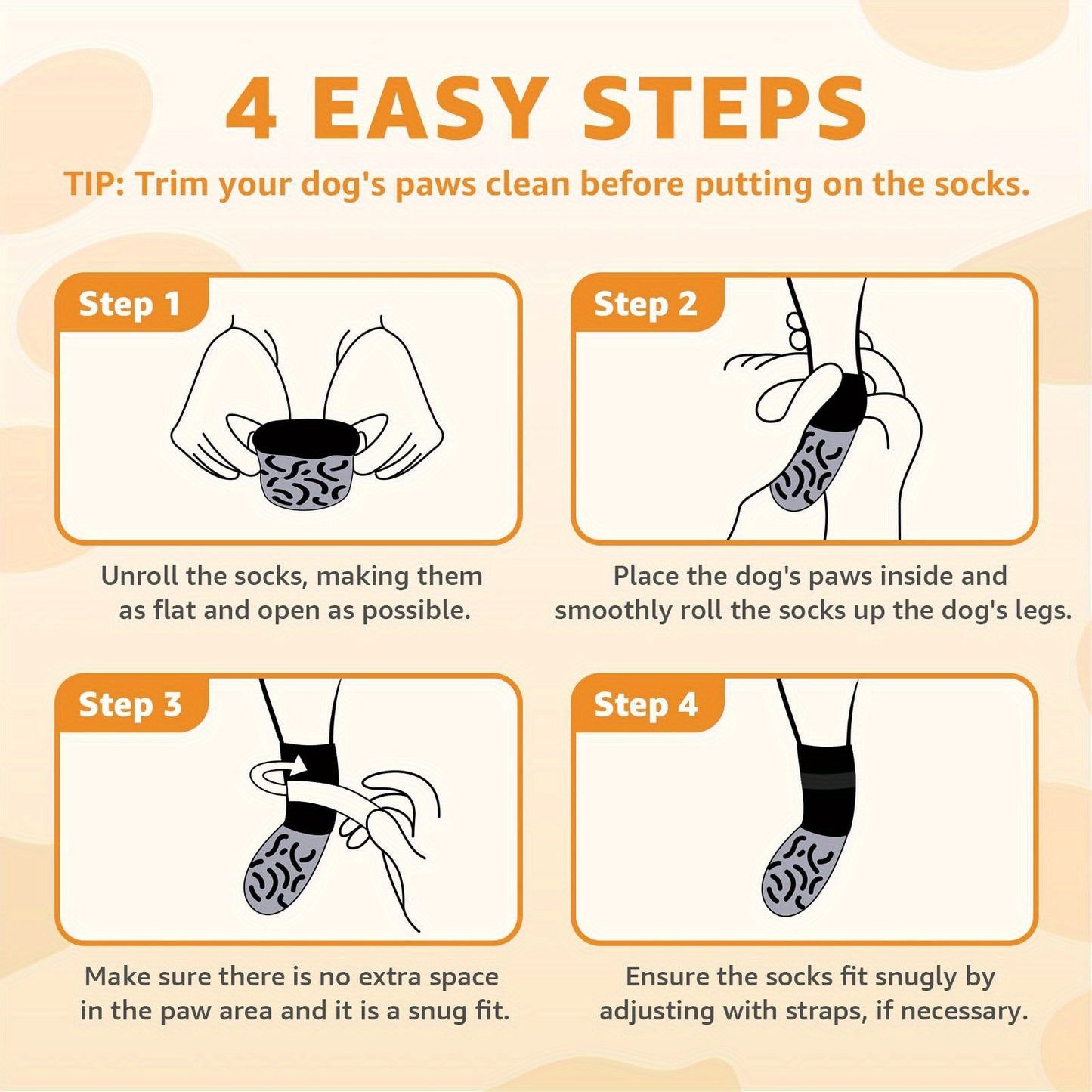 Non-Slip Dog Socks Double-Sided Grip Paw Protector with Adjustable Straps – Anti-Lick Dog Booties for Hardwood Floors