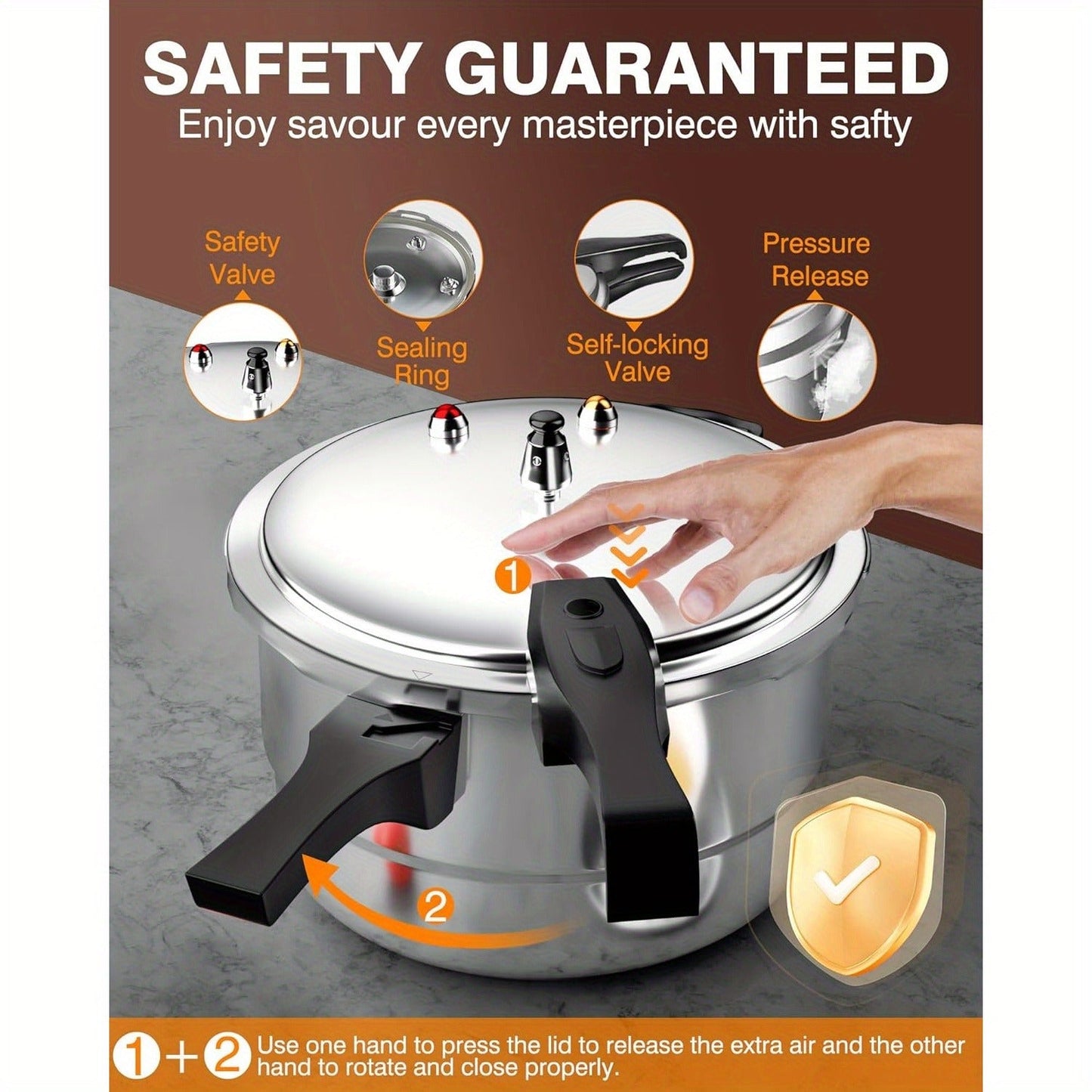 Pressure Cooker Aluminum with Canner Rack, Large 6QT 8QT 10QT Pressure Canner for Home Canning