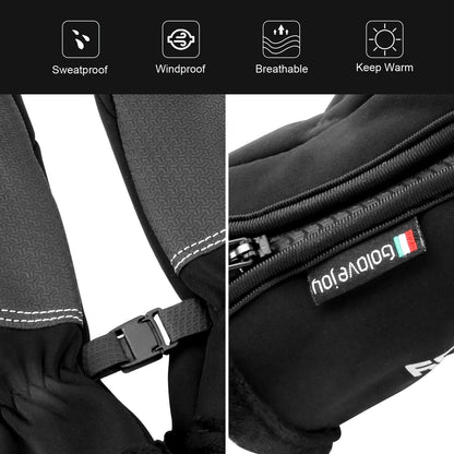 Two-Pair Full-Finger Winter Gloves in Black or Gray with Complete S, M, L, XL and XXL Size Grid