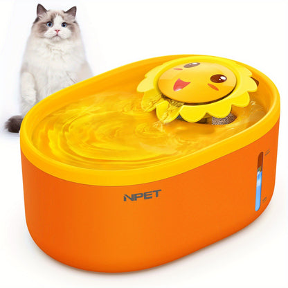 Automatic Pet Water Fountain 2L / 67oz – Ultra-Quiet Pump, Visible Water Level Window, Cat & Dog Water Dispenser, Safe BPA-Free Design