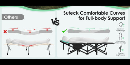 Folding Camping Cot Bed for Adults – Heavy Duty Double Layer Oxford Portable Camp Cot with Soft Pad & Carry Bag for Camping, Beach