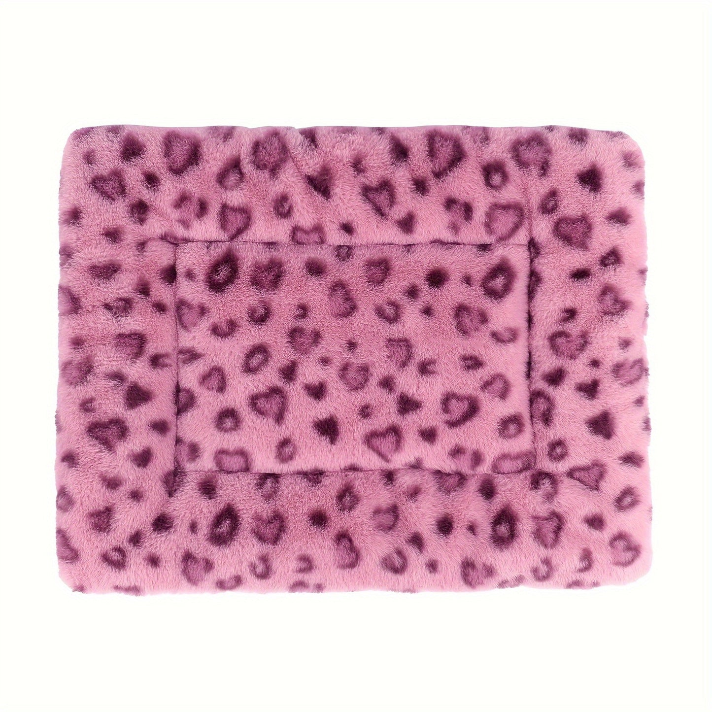 Reversible Plush Pet Mat Leopard Print Fleece Soft Warm Dog Cat Bed Pad Anti-Slip Machine Washable for Crate Car Sofa Floor