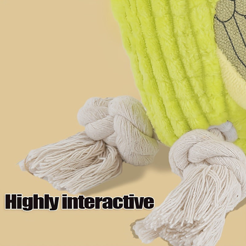 Dog Toy Plush Rope Animal-Print Squeaker Set with Random 6, 8 or 10-Piece Options and No Batteries