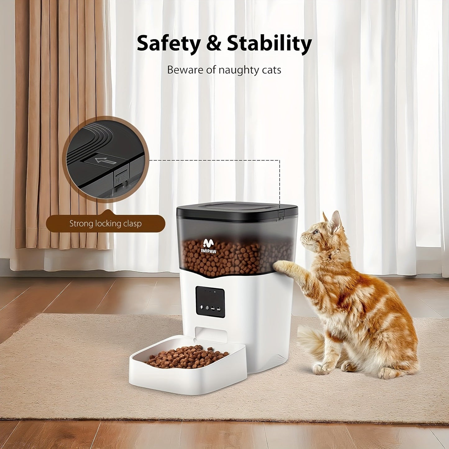 Smart WiFi Automatic Pet Feeder 101oz – App Control, Up to 10 Meals Per Day, HD Camera Option with 2.4G & 5G, Voice Assistant Compatible