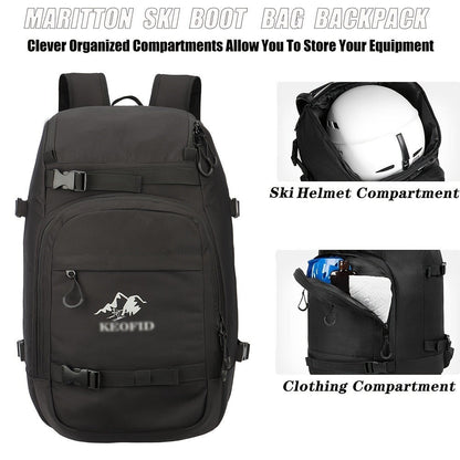 Ski Boot Bag Snowboard Backpack 40-50L Large Capacity Snow Gear Bag for Skiing Helmet Goggles Gloves Snowboard Accessories Winter Sports