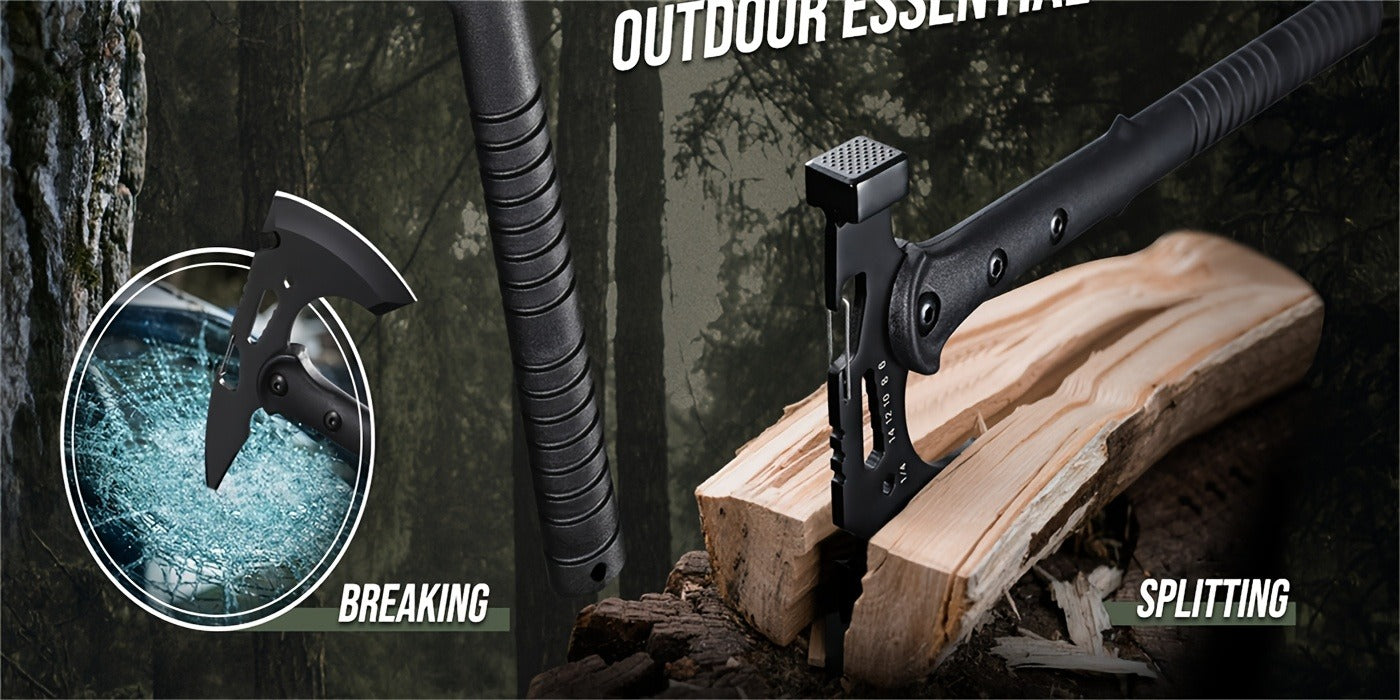 Tactical Tomahawk Axe 2-Pack – Camping Hatchet with Spike, Hammer, Bottle Opener, Hex Wrench & Sheath | Survival Axe for Hiking Trekking