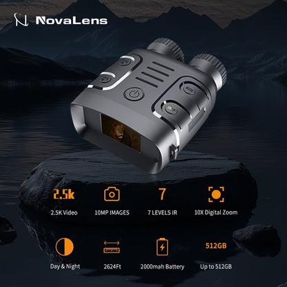 Compact Digital Night Vision Binoculars in Green, Black or Yellow with 2.4-Inch Screen, 10X Zoom and Seven IR Levels