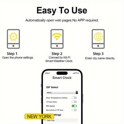 WiFi Weather Station Desktop Clock – Mini Smart Display Temperature Humidity Atmospheric Pressure Wind Speed GIF Animation