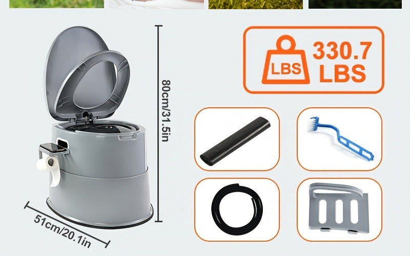 Extra Large Portable Toilet for Adults – Indoor Outdoor Commode with Detachable Inner Bucket & Removable Paper Holder