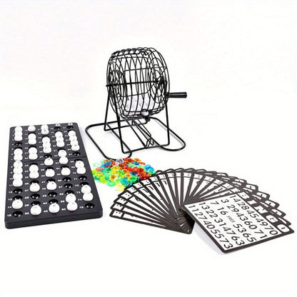 Bingo Game Set Metal Cage Lottery Machine Vintage Desktop Bingo Caller Kit for Family Game Night Party Adults Kids Birthday Holiday