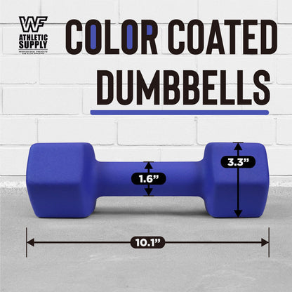 Neoprene Dumbbells Pair with Non-Slip Hex Shape – Color-Coded Hand Weights for Women & Men, Strength Training, Home Gym & Aerobics