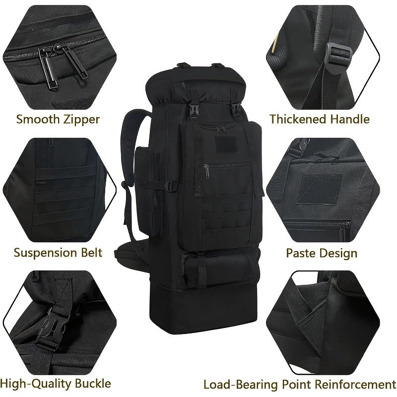 Large Capacity Expandable Outdoor Backpack 26-42 Gal – Soft Shell Geometric Pattern Hiking Rucksack for Camping