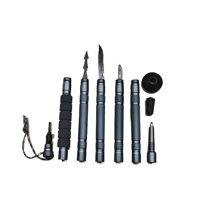 7-in-1 Tactical Hiking Staff – Extendable Foldable Survival Walking Stick with Compass, Fire Starter, Saw Blade, Screwdriver & Pliers