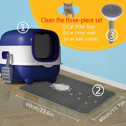 Enclosed Cat Litter Box with Odor Control – Foldable Top Entry Design, Splash-Proof Walls, Compact Size for Small Spaces