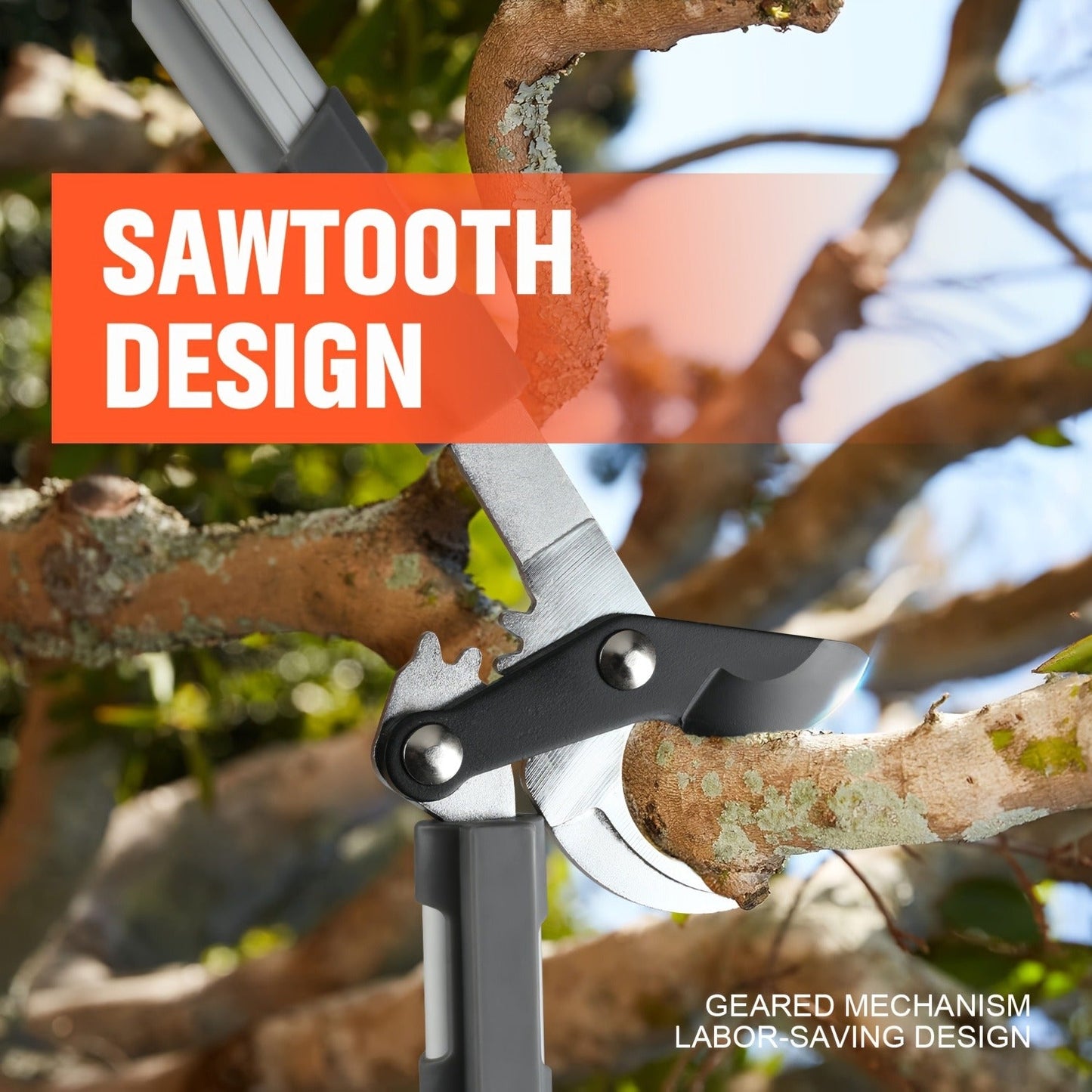 Long Reach Pruning Shears 18-38 Inch Extendable – Non-Stick Steel Blades Cut 2" Branches, Shock-Absorbing Handle