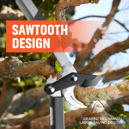 Long Reach Pruning Shears 18-38 Inch Extendable – Non-Stick Steel Blades Cut 2" Branches, Shock-Absorbing Handle