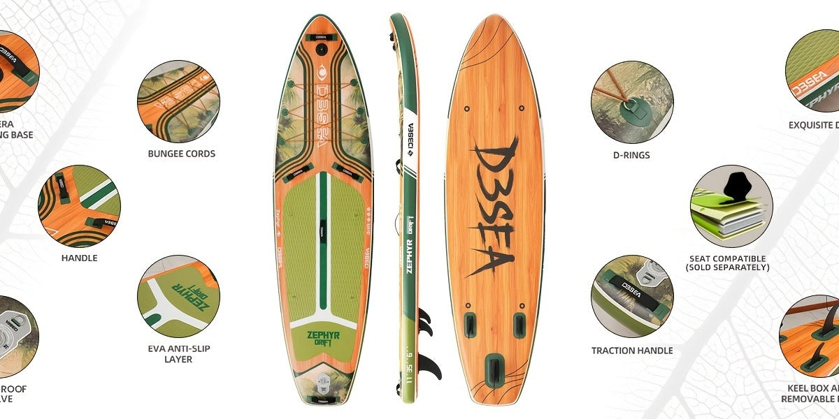 Wide Inflatable SUP Board 11ft x 32'' Extra Wide Stand Up Paddle Board for Youth Adults with Backpack Dry Bag Paddle Leash Hand Pump Fins