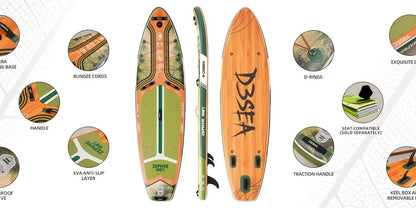 Wide Inflatable SUP Board 11ft x 32'' Extra Wide Stand Up Paddle Board for Youth Adults with Backpack Dry Bag Paddle Leash Hand Pump Fins