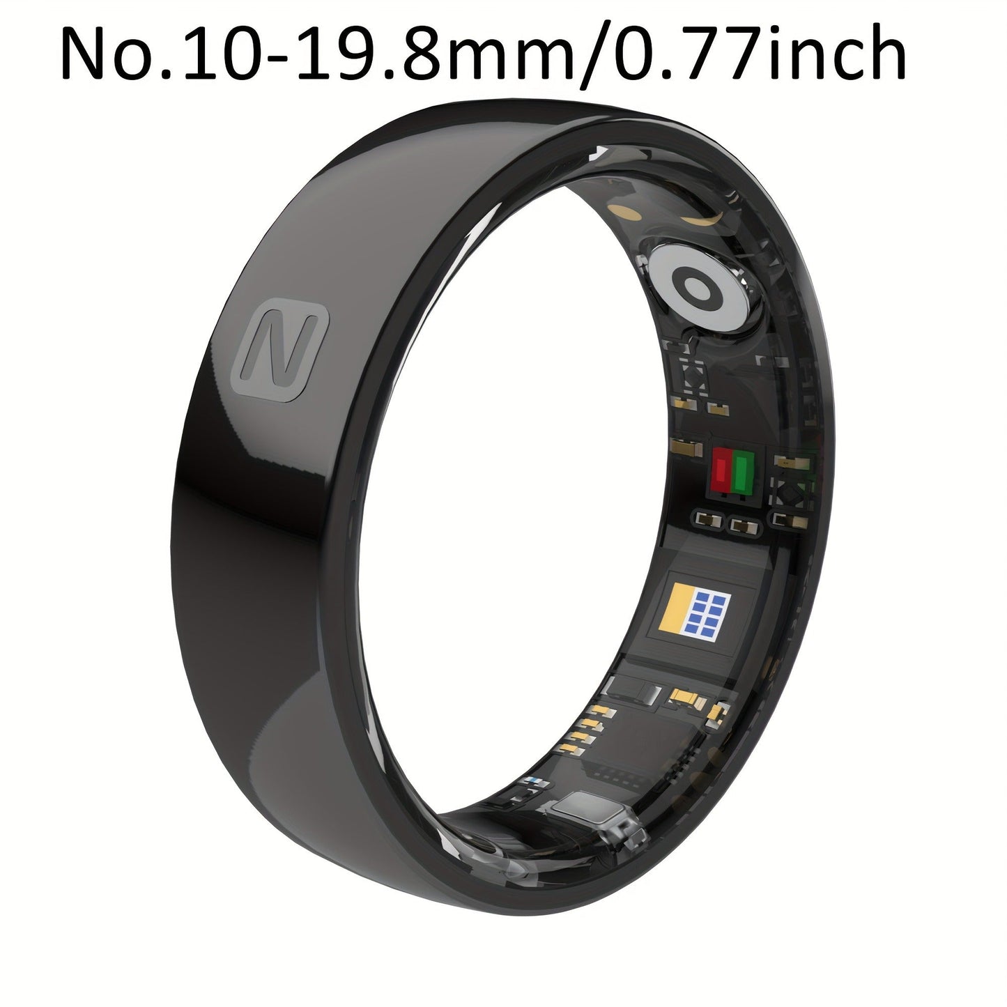 N-Style Smart Ring with Screenless Sensor Design, Charging Case, Black, Pink or White Finish and Sizes 7–13