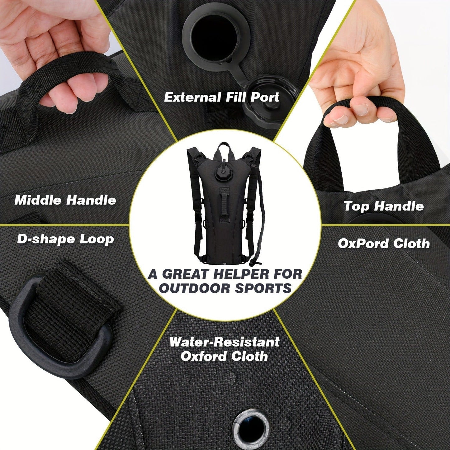 Water Bladder Backpack with 3L & 101.44oz BPA-Free Bladder – Oxford Cloth Hydration Pack for Hiking, Camping & Outdoor Adventures