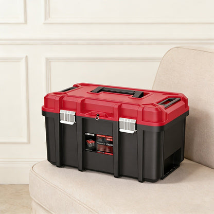 Rolling Tool Box with Wheels 3-Tier Stackable Organizer | Lockable Compartments, Connected Storage, 17" Large Plastic Toolbox for Garage