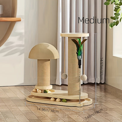 Cat Scratching Post Sisal Vertical Scratcher – Solid Wood Base, Wear-Resistant Rope, Multiple Styles: Standard, Mushroom & Dolphin Shapes