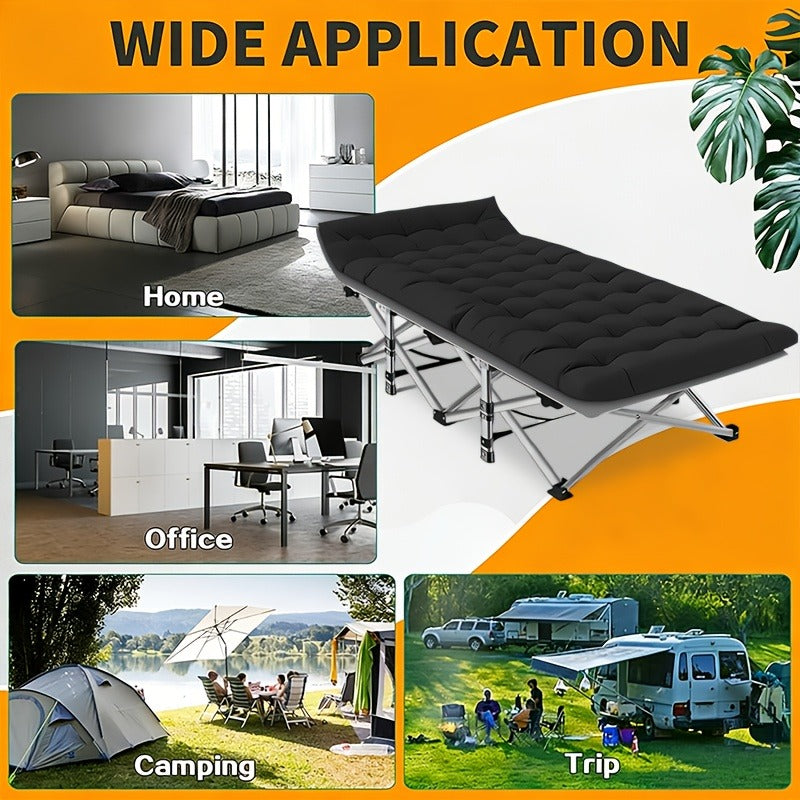 Heavy Duty Folding Bed 500 600 700 LBS Capacity Extra Large Portable Camping Cot Guest Bed with Optional Mattress Sturdy Steel Frame Flip-Up