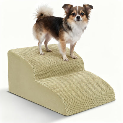 Dog Stairs for High Beds & Sofa – Extra Wide Foam Pet Steps with Non-Slip Bottom, Soft Cushioned Dog Ramp for Couch, Ideal for Small Dogs