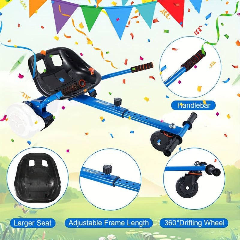 Hoverboard Go Kart Seat Attachment Kit for Kids 6.5"-10" Self Balancing Scooter Conversion Accessories with Off-Road Tires