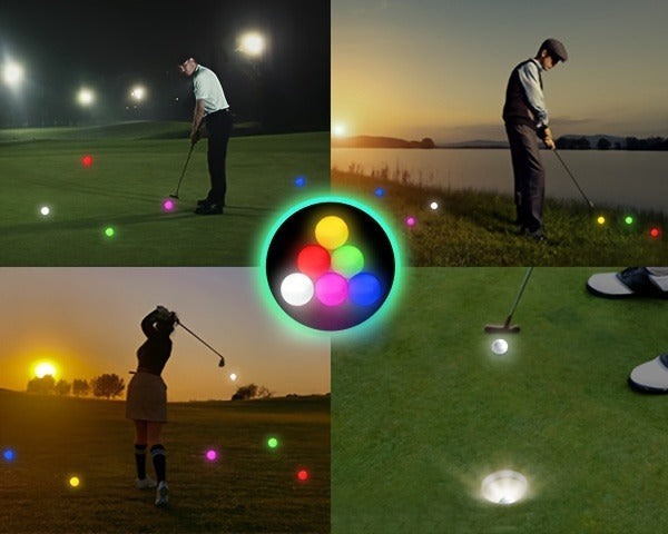 LED Golf Balls Glow in the Dark – 6 Pack Multi-Color Light Up Golf Balls for Night Play, Impact Activated, 40Hr Battery