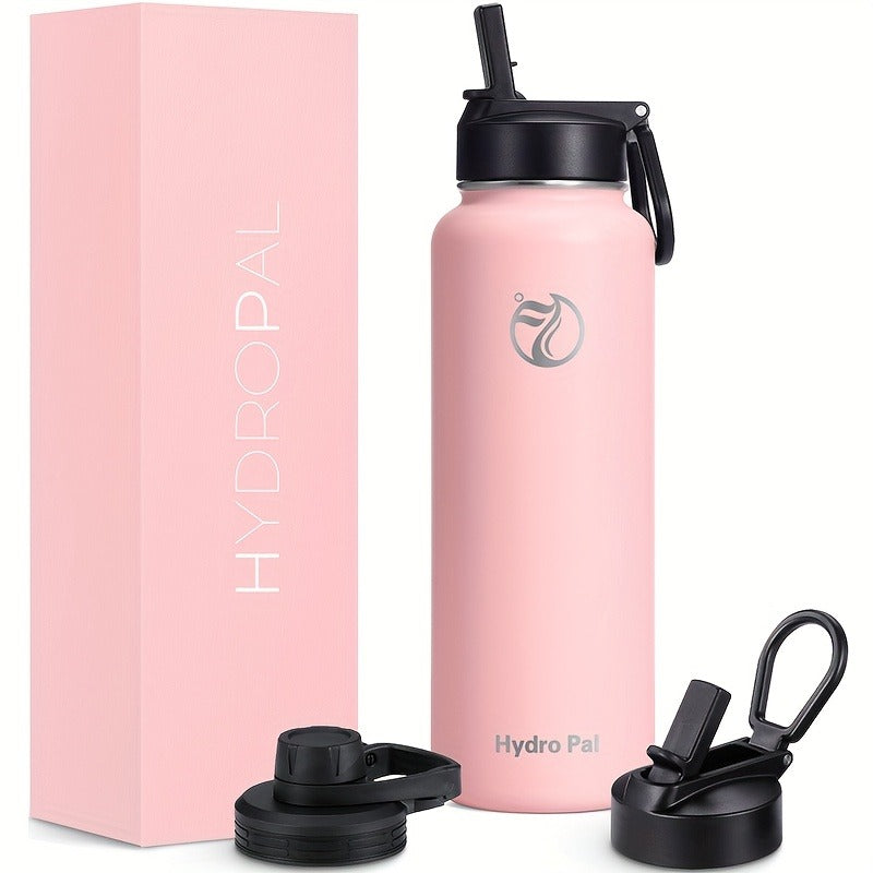 40oz HydroPal Water Bottle with Separate Straw and Chug Lids, Two Straws and 12 Color or Pattern Options