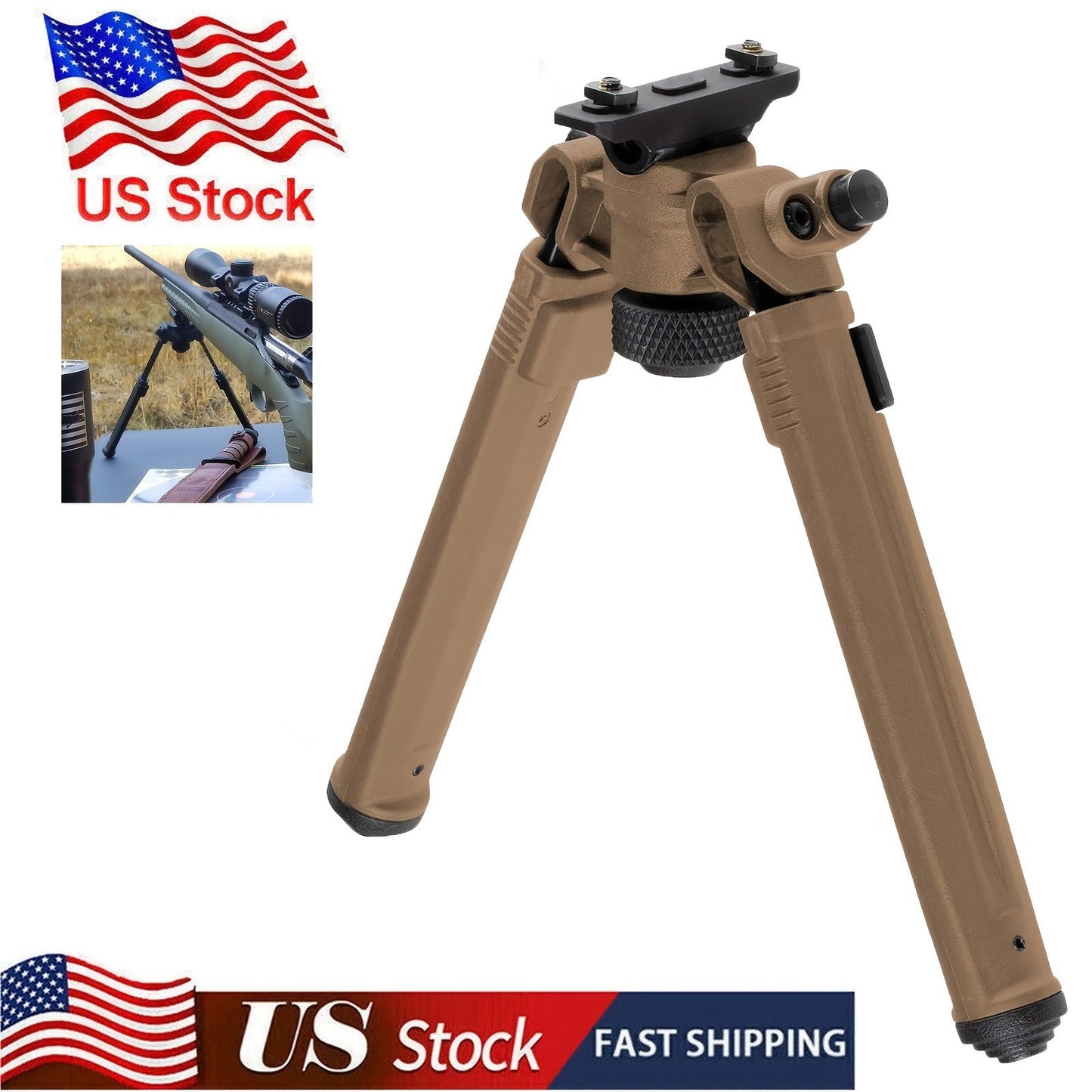 M-LOK Bipod Lightweight Aluminum Alloy Foldable Adjustable Rifle Bipod for Hunting Shooting AR15 M4 Tactical Rifle Non-Slip Rubber Feet