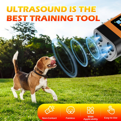 65ft Long-Range Dog Repeller – Triple-Head Ultrasonic Bark Deterrent, Powerful Soundwave Technology, USB Rechargeable Portable Handheld