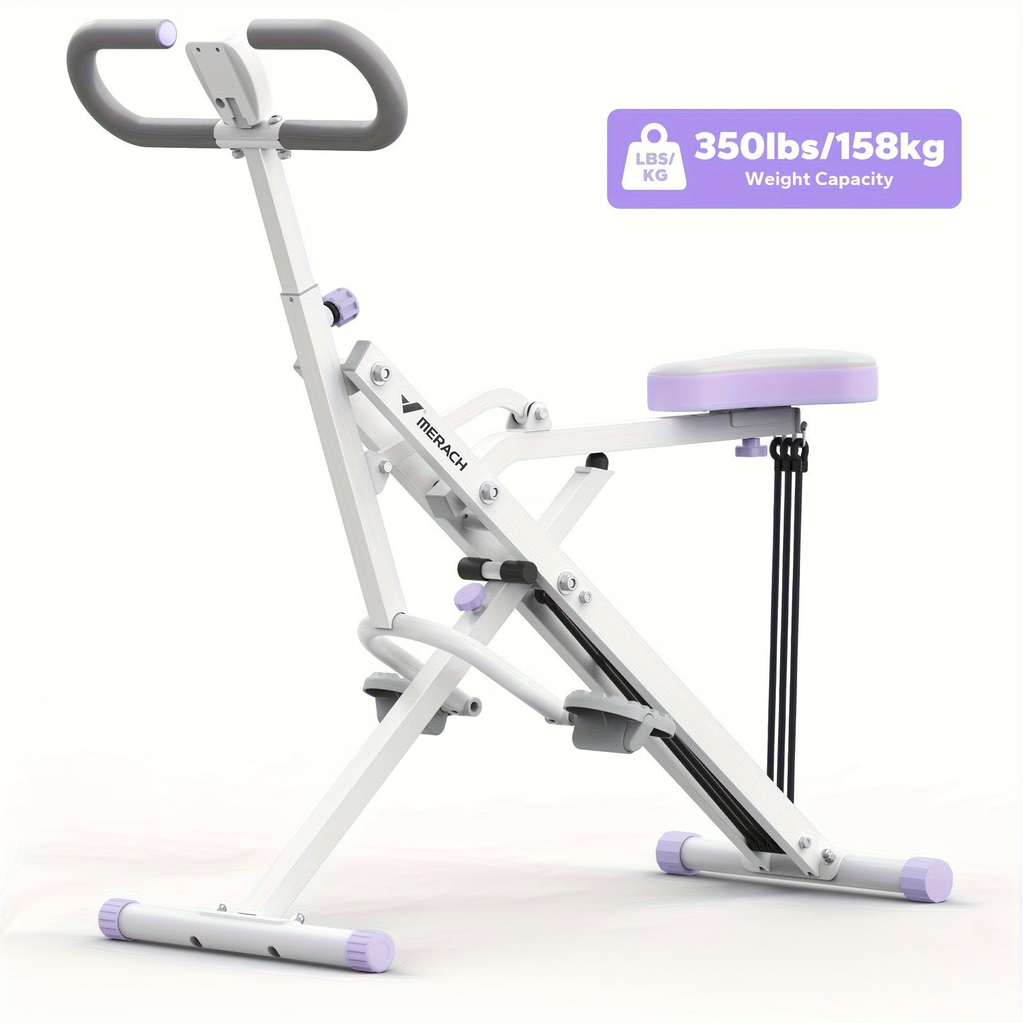 Rowing Machine 2-in-1 Squat & Row – Foldable Glute Trainer with LCD Display, 3 Resistance Bands, 350 lbs Capacity