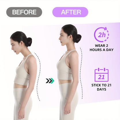 Grey Adjustable Posture Brace with Shoulder Straps and S, M, L or XL Size Options for Daily Routines