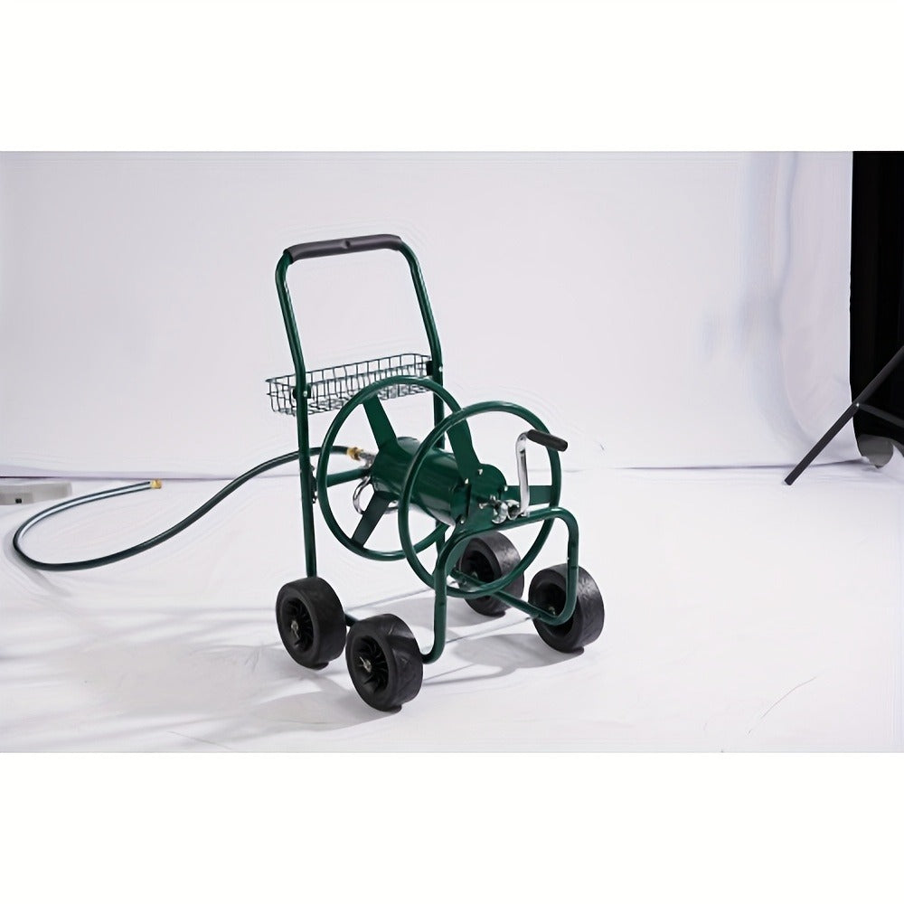 Garden Hose Reel Cart | 250ft Capacity, Heavy-Duty Steel, 4 Wheels & Storage Basket