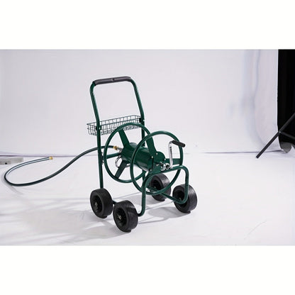 Garden Hose Reel Cart | 250ft Capacity, Heavy-Duty Steel, 4 Wheels & Storage Basket