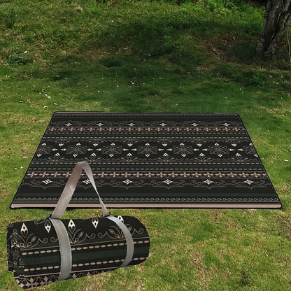 Foldable Picnic Mat 78x78in Dual Layer 240T Polyester & 210D Oxford Cloth Printed Outdoor Beach Mat for Camping