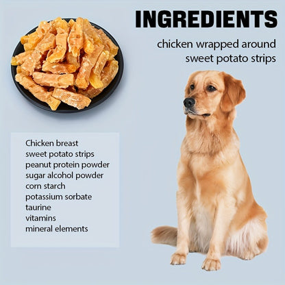 Sweet Potato Dog Treats – Chicken & Duck Wrapped Dried Sweet Potato, Natural High Protein Easy to Digest, Training Reward Snacks