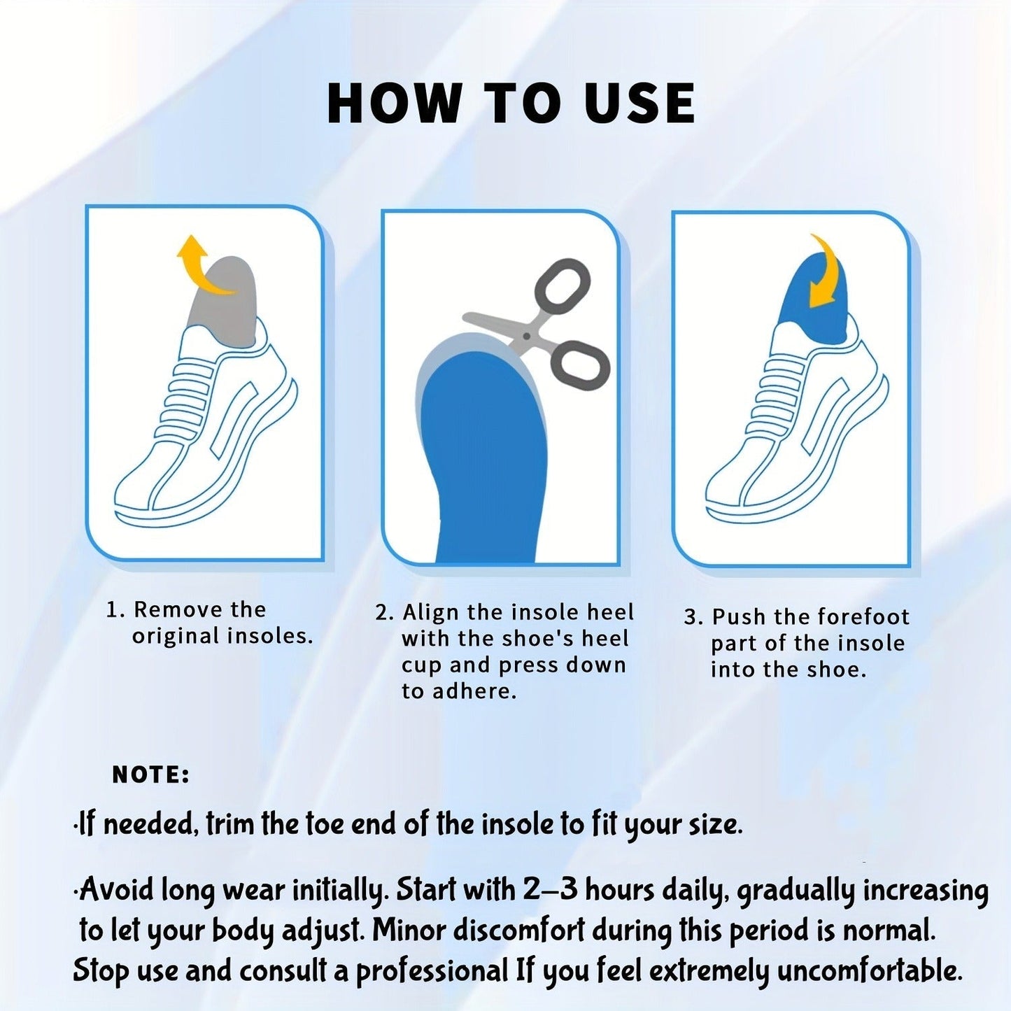 High-Arch PU and TPU Shoe Inserts with Deep Heel Cup in M, L and XL Sizes for Work Boots and Sneakers